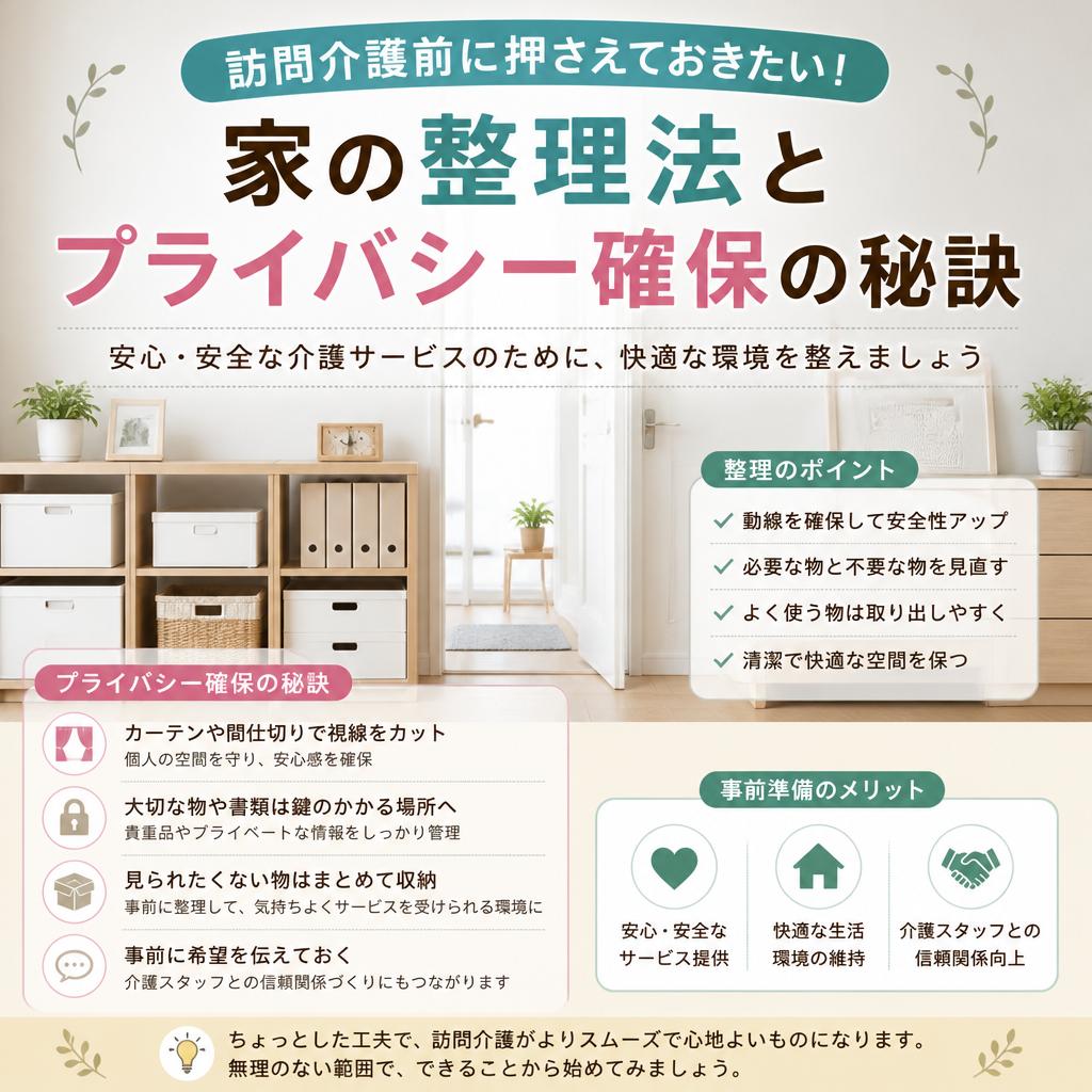 訪問介護前に押さえておきたい！家の整理法とプライバシー確保の秘訣
